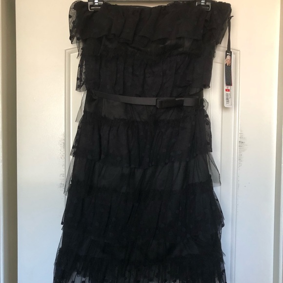 black lace tiered dress